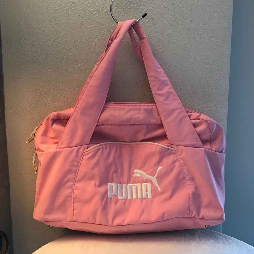 Vintage Bubblegum Pink White Puma Gym Bag Duffel Gem